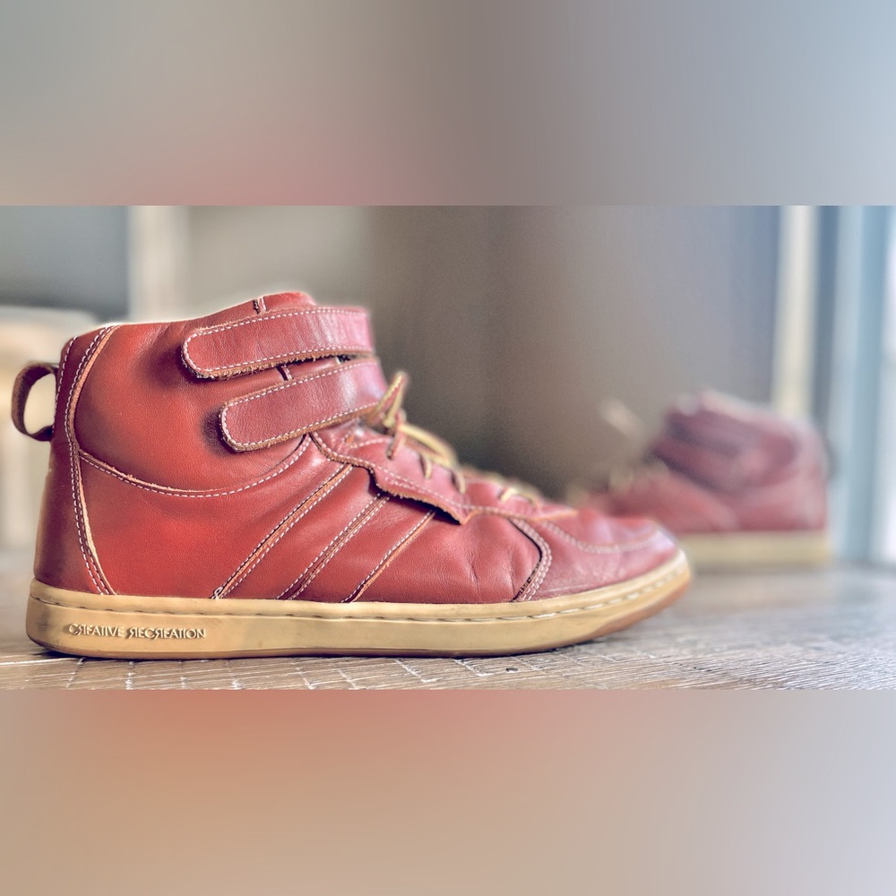 Creative Recreation Dicoco Red Leather Hi Tops - Wrinkled Cordovan mens 10
